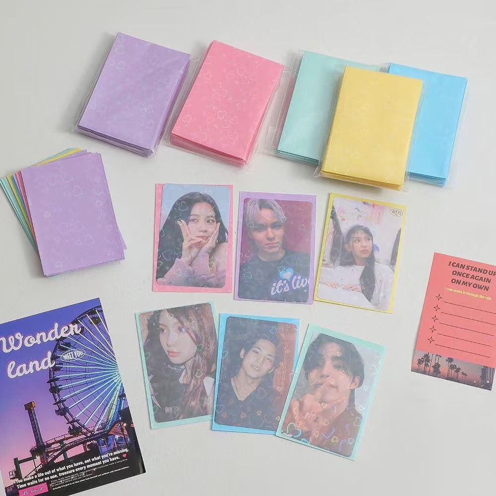 Card Penny Sleeve - 50 個レーザーハートカード 61 × 91 ミリメートルフィルム形状のきらめく保護コレクション
