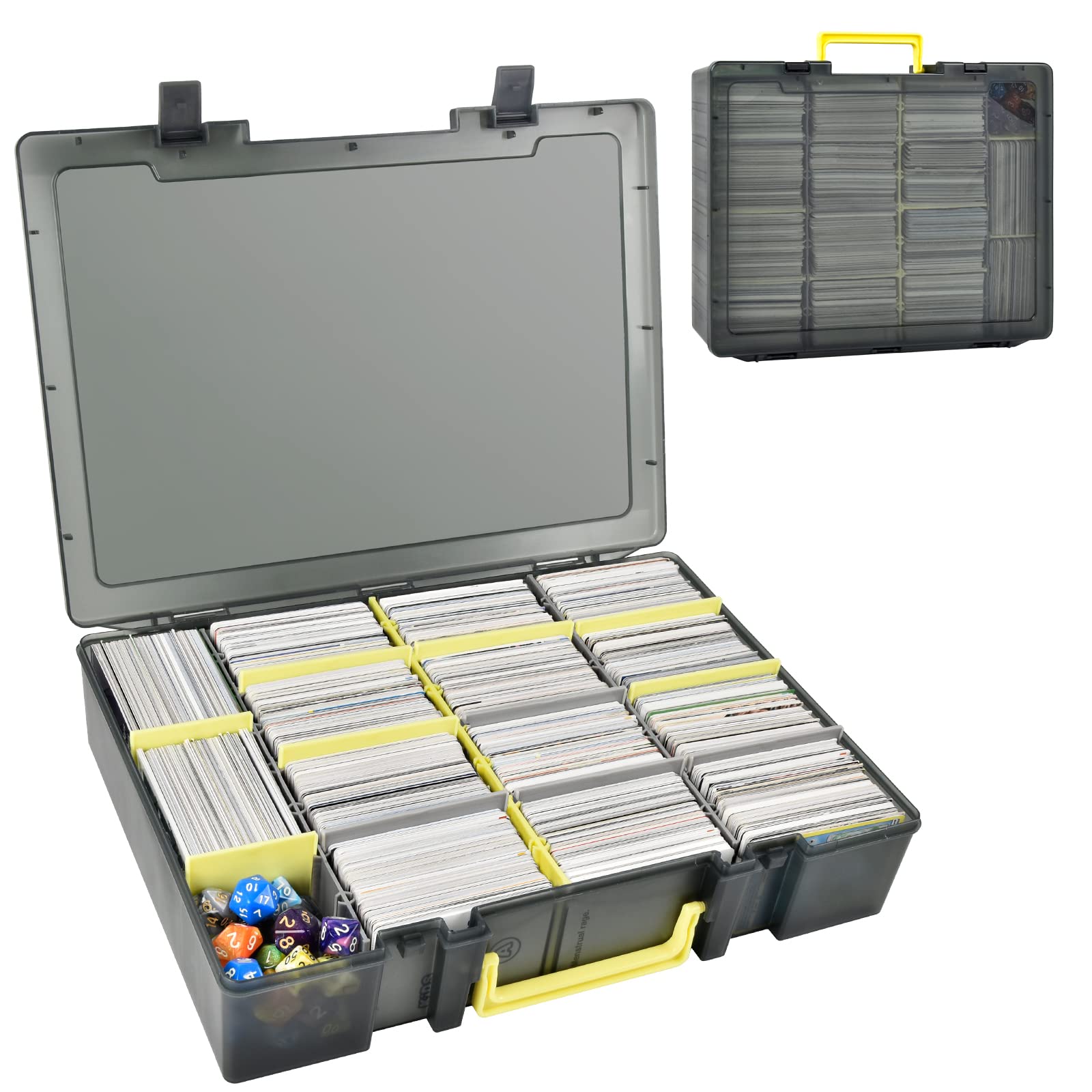 Trading Card Binder - クリアトレーディングカード収納ボックス 2300枚以上収納可能 オーガナイザー 12仕切り キャリーハンドル付き TCG