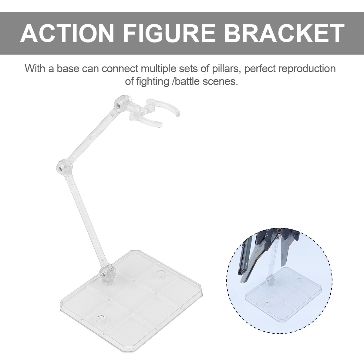 Action Figure Stand - 5個入りアクションフィギュアベース、頑丈なディスプレイスタンドブラケット、1/144スケールフィギュアサポート、戦闘シーンの再現に適しています。