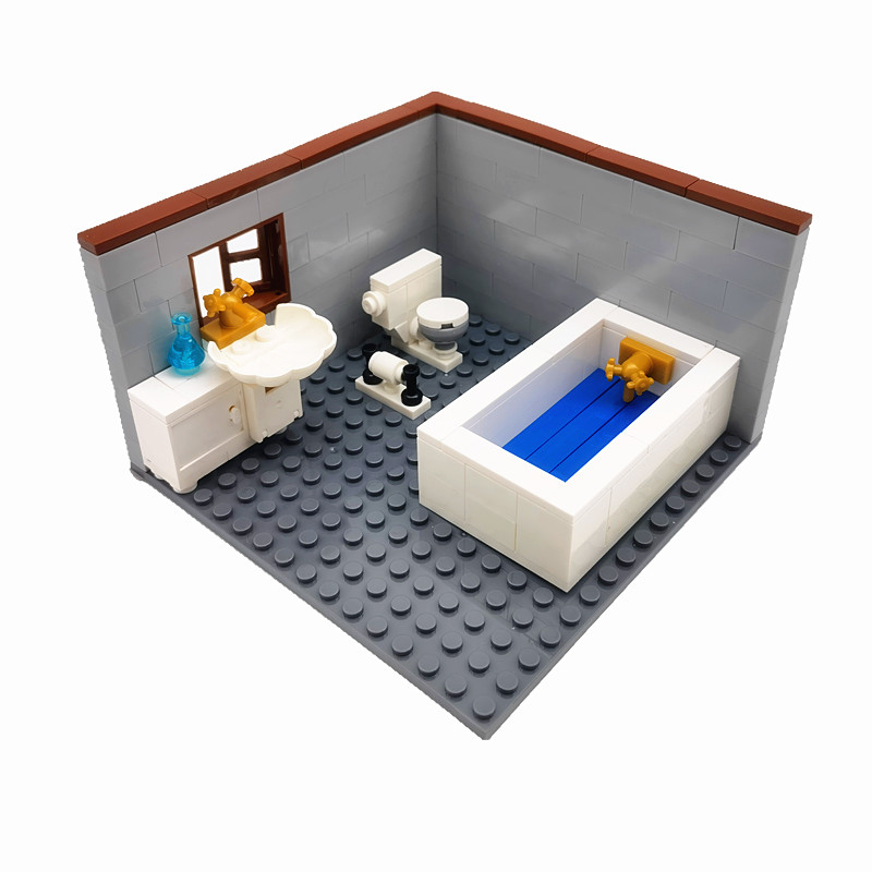 Lego Set City - 互換性のあるクラシックシティブロックハウス家具 MOC 子供のための DIY おもちゃ浴室トイレ洗面台トイレクローゼットビルディングレンガ